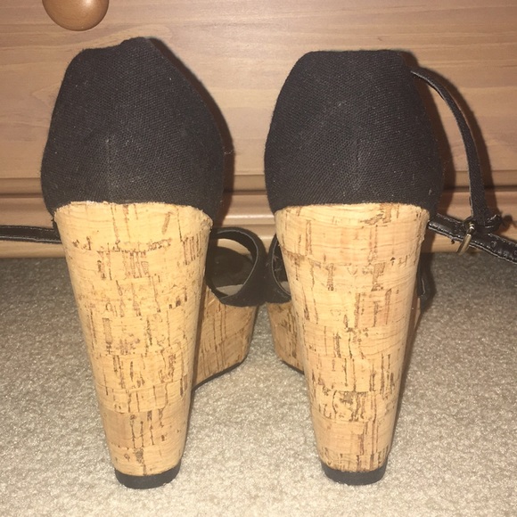 Black Peep Toe Wedges - Picture 4 of 4